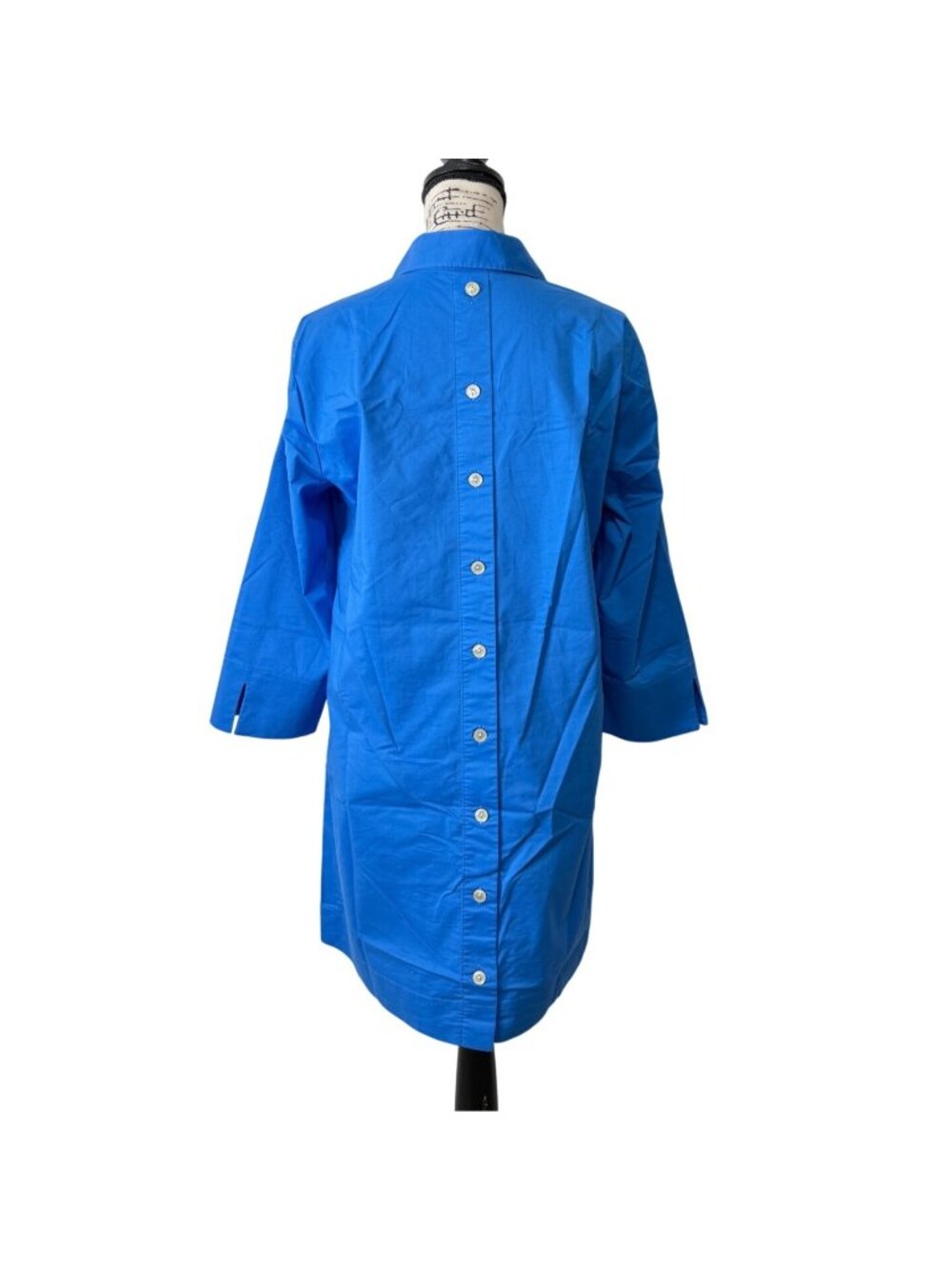 Hinson Wu Womens Size L Dress Aileen 3/4 Sleeve Cotton Blue Button-Back - Picture 4 of 7